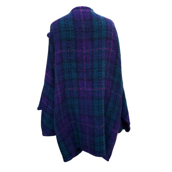 Boyne Valley Weavers Purple Green Wool Poncho Cape Irish Ireland One Size - Picture 9 of 13